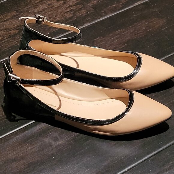 BCBGeneration Fawn / Black flats with ankle strap US 7.5M - Picture 1 of 5